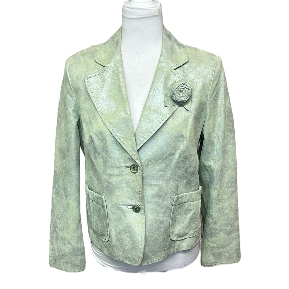 Co & Eddy Women's Light Green Suede Blazer